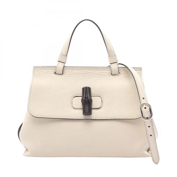 Gucci Handbags - GUCCI White Leather Bamboo Bag